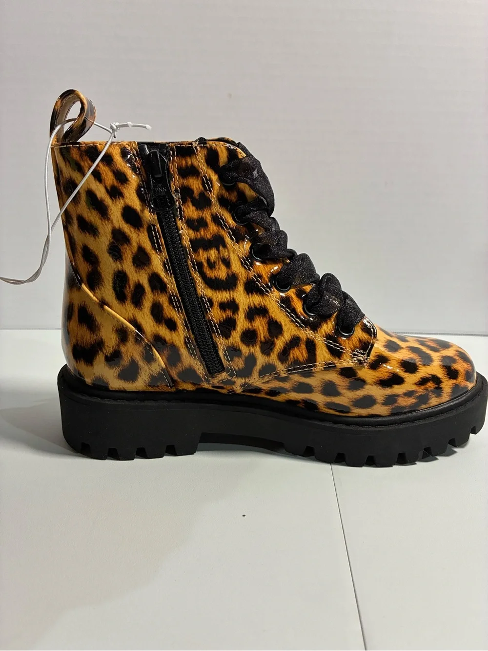 art class Leopard Print Girls Combat Boots